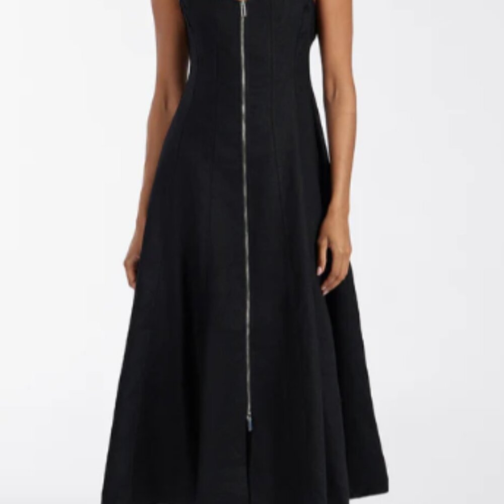 DISSH Black linen midi dress NWT (Size 4)